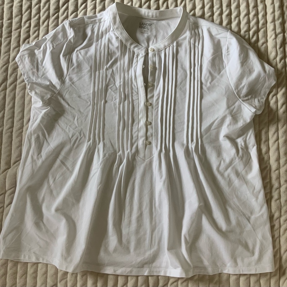 Chic White Pleated Button-Up Top
